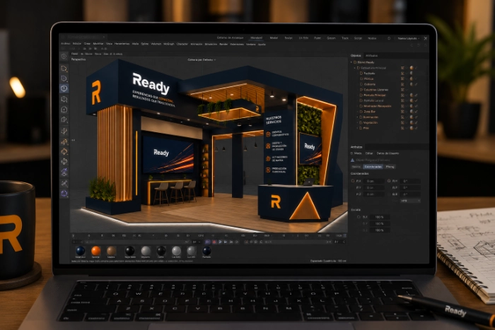 Diseño de stand y escenografía efímera — Ready Marketing